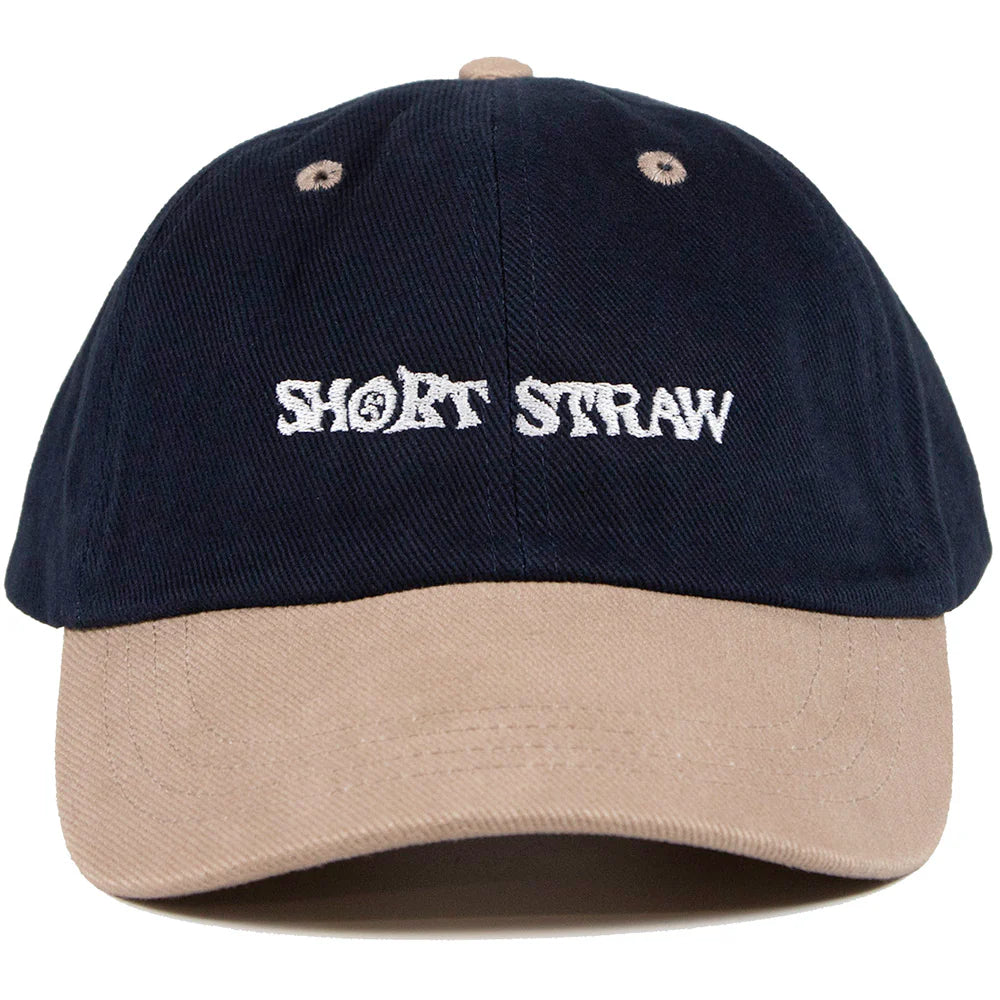 Water-Resistant Safari Hat-Short Straw Logo Cap - Navy / Taupe