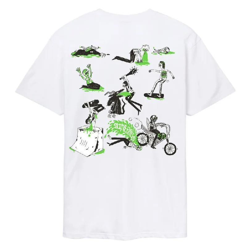 T-Shirt With Turkey Feathers-Slime Balls T-Shirt Scene Report - White