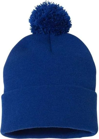 Vintage Cowboy Hat-Sportsman SP15 Pom-Pom 12" Knit Beanie - Royal Blue