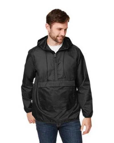 Team 365 TT77 Adult Zone Protect Packable Anorak Jacket - Black