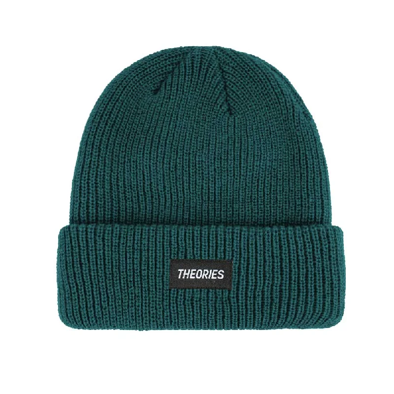 Comfortable Stretch Fit Hat-Theories Of Atlantis Stamp Label Rib Knit Beanie - Teal Green