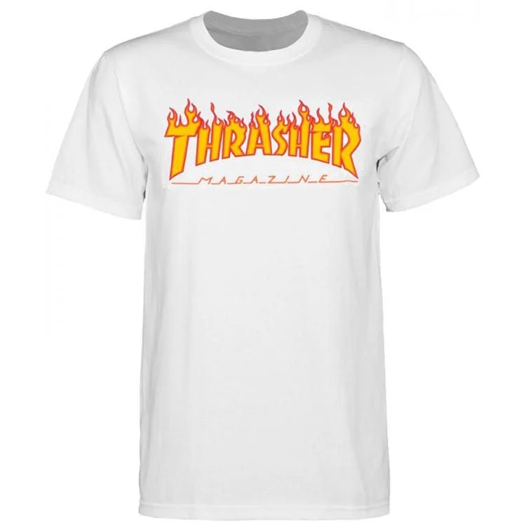 T-Shirt With Groomsmen Jokes-Thrasher Flame Mens T-Shirt White