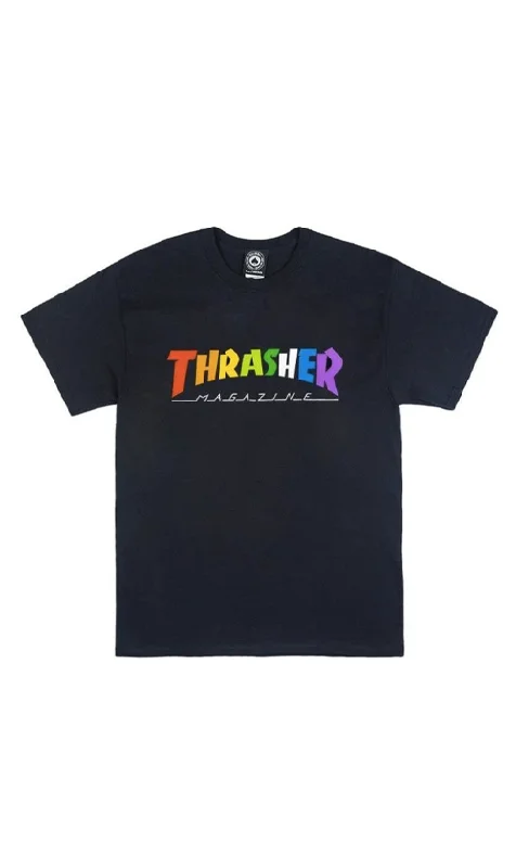 T-Shirt For Ocean Lovers-Thrasher Rainbow Mag Mens T-Shirt Black