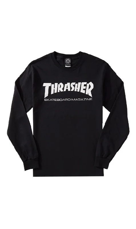 T-Shirt With Ski Slopes-Thrasher Skate Mag Mens Long Sleeve Tee Black