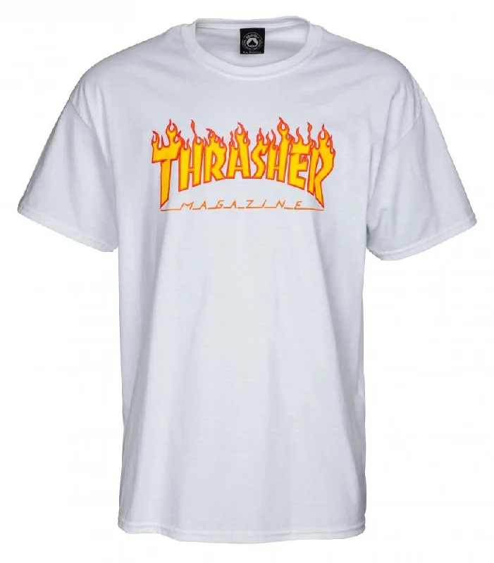 T-Shirt For Blog Readers-Thrasher T-Shirt Flame Logo - White