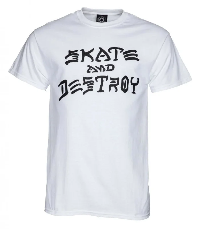 T-Shirt With Twitter Threads-Thrasher T-Shirt Skate & Destroy - White