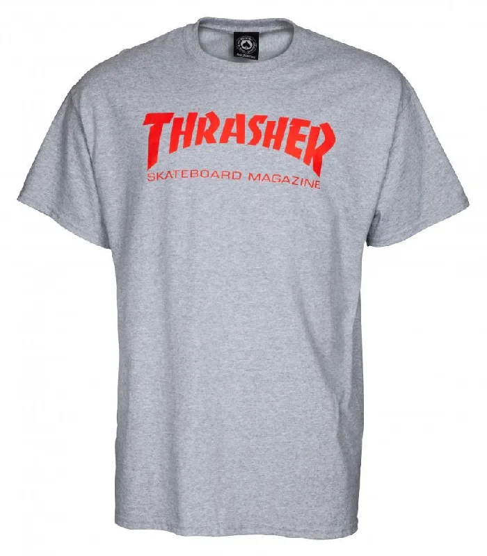 T-Shirt With Star Patterns-Thrasher T-Shirt Skate Mag - Grey / Red