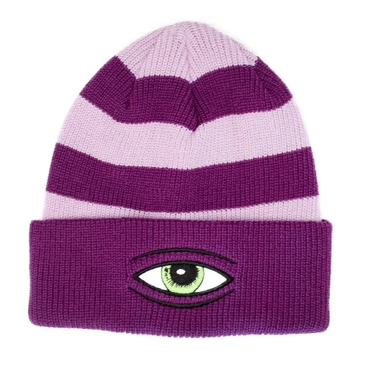 Colorful Festival Hat-Toy Machine Sect Eye Beanie - Purple Stripe