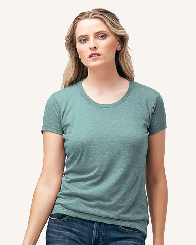 T-Shirt With Squad Names-Tultex 253 Women's Slim Fit Tri-Blend T-Shirt - Seafoam Tri Blend