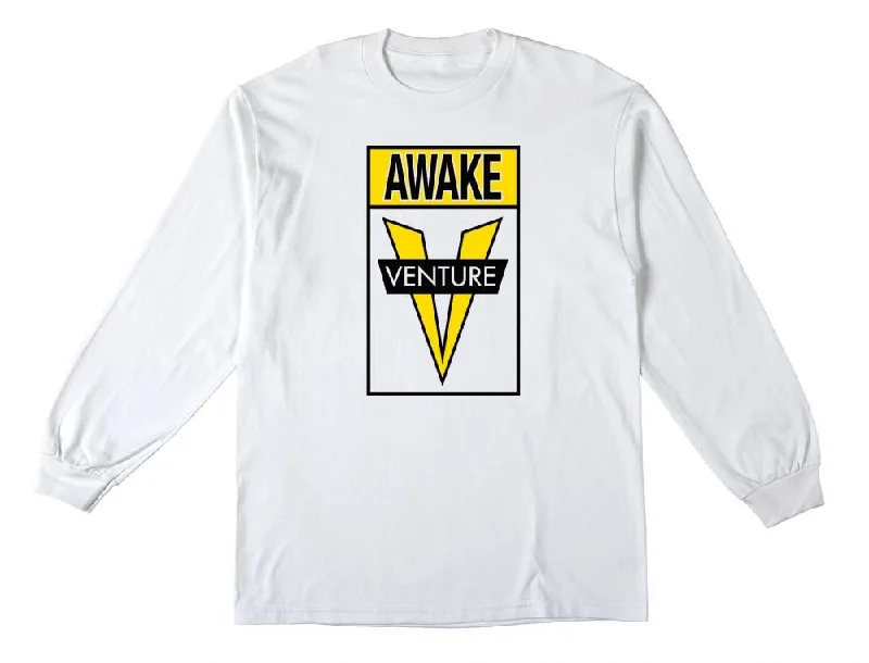 T-Shirt With Pride Colors-Venture L/S T-Shirt Awake - White / Yellow & Black