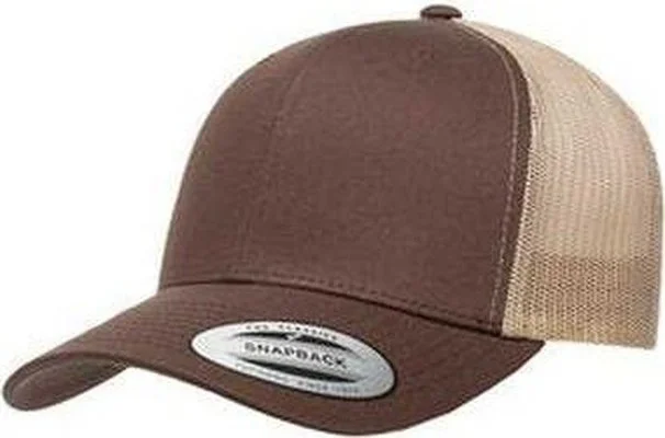 Sun Protection Hat-Yupoong 6606 Adult Retro Trucker Cap - Brown Khaki