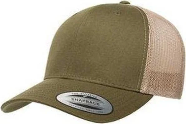 Summer Hat-Yupoong 6606 Adult Retro Trucker Cap - Moss Khaki