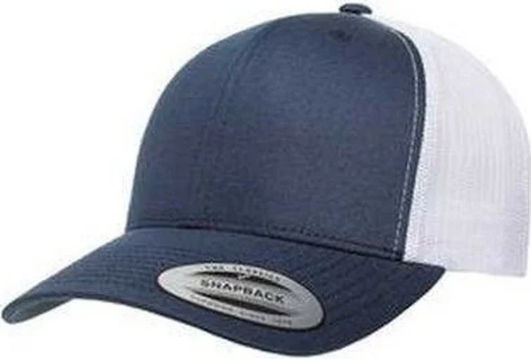 Baseball Hat-Yupoong 6606 Adult Retro Trucker Cap - Navy White