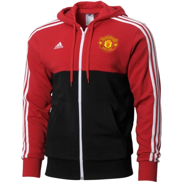 Hoodie for cyclists lightweightadidas Manchester United 3 Stripes Full Zip Hoodie Real Red/Black