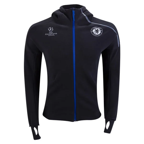 Hoodie for retro gaming fansadidas Men's Chelsea FC Anthem UCL Z.N.E Hoodie Black/Chelsea Blue