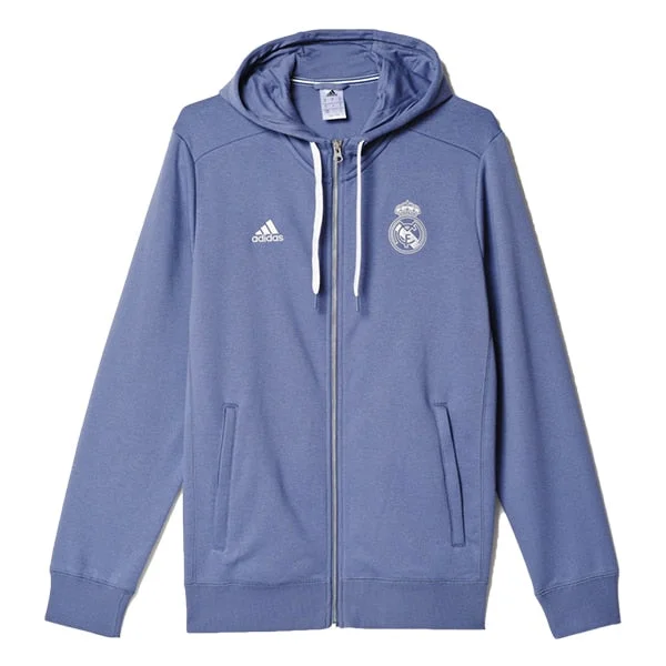 Hoodie for festival camping gearadidas Men's Real Madrid 3 Stripe Zip Hoodie Super Purple