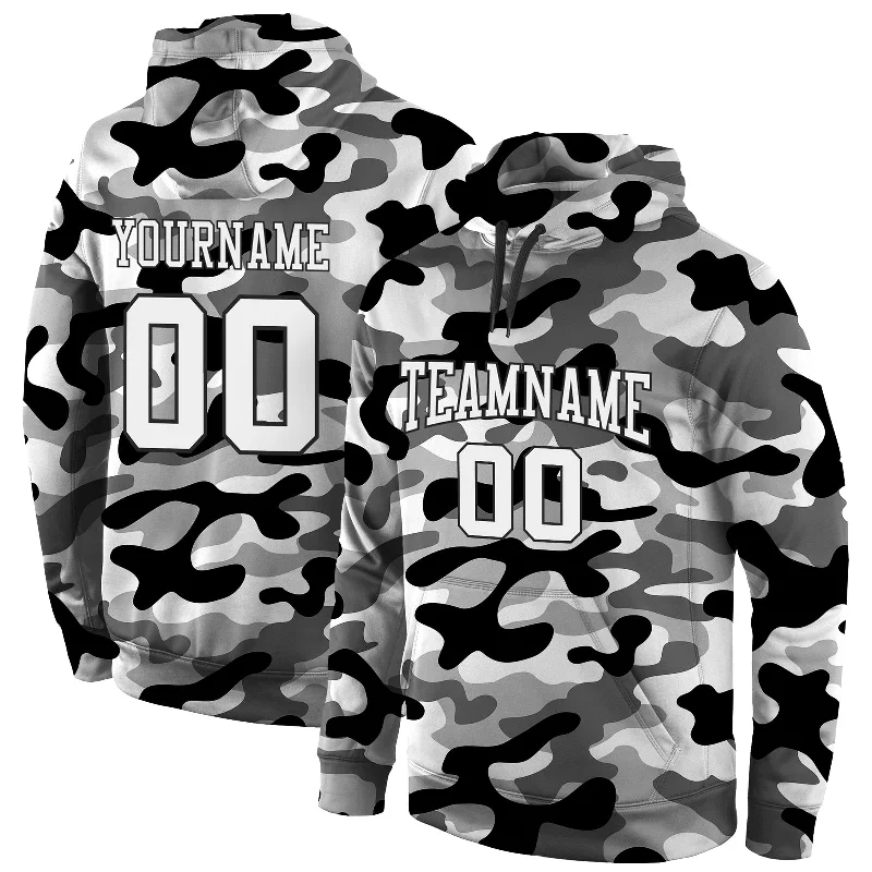 Hoodie with reflective safety stripsCustom Stitched Camo White-Black 3D Sports Pullover Sweatshirt Salute To Service Hoodie