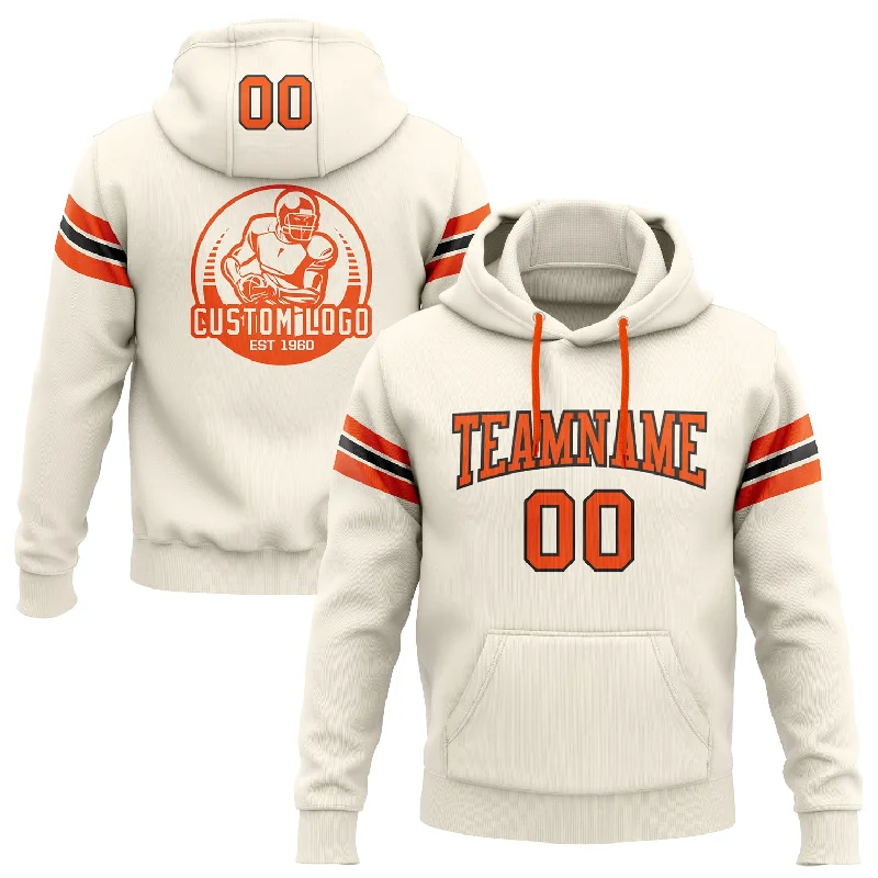 Hoodie with floral embroideryCustom Stitched Cream Orange-Black Football Pullover Sweatshirt Hoodie