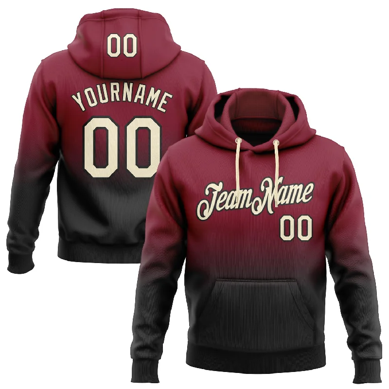 Hoodie with city skyline printCustom Stitched Crimson Cream-Black Fade Fashion Sports Pullover Sweatshirt Hoodie