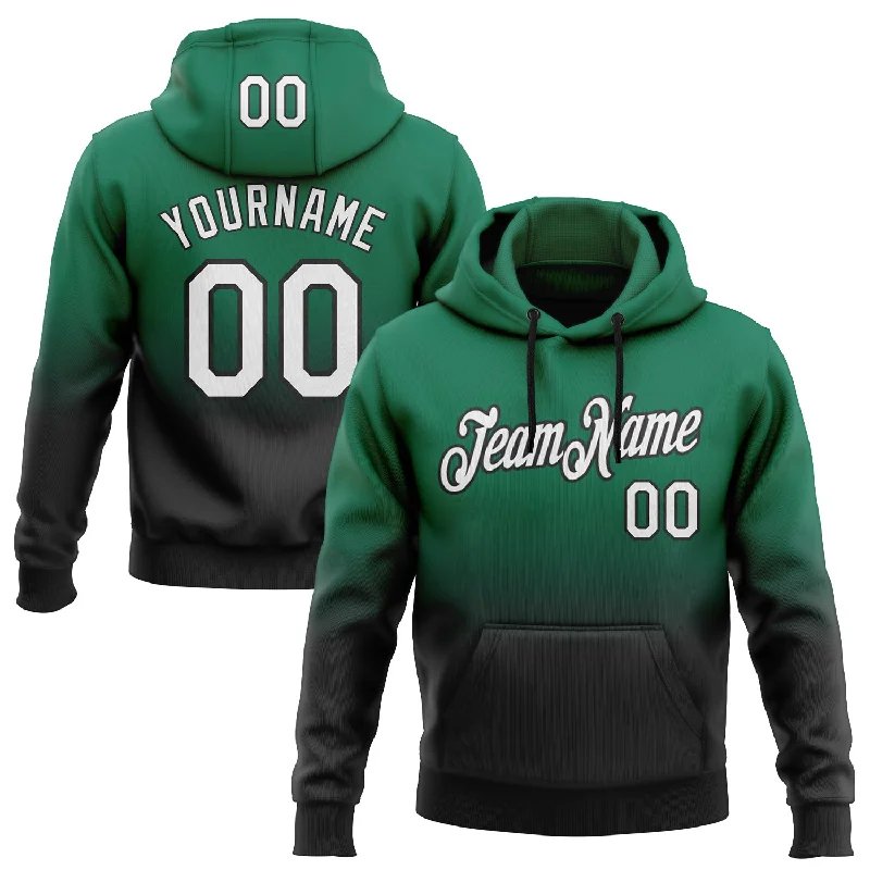 Hoodie for preschoolers bright colorsCustom Stitched Kelly Green White-Black Fade Fashion Sports Pullover Sweatshirt Hoodie