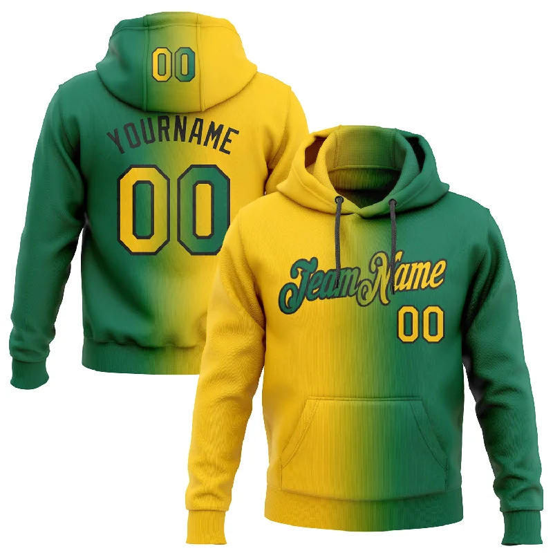 Hoodie with tribal tattoo designCustom Stitched Kelly Green Yellow-Black Gradient Fashion Sports Pullover Sweatshirt Hoodie