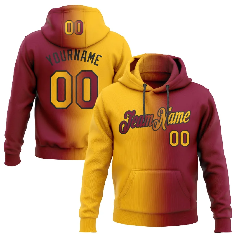 Hoodie with tropical palm printCustom Stitched Maroon Gold-Black Gradient Fashion Sports Pullover Sweatshirt Hoodie