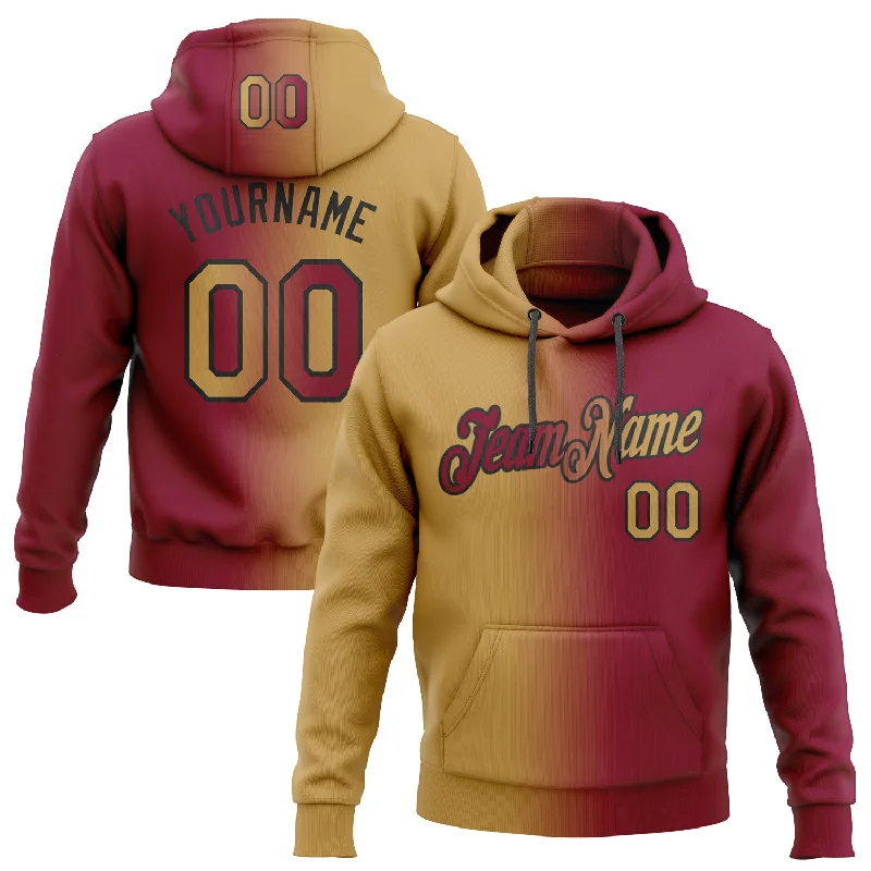 Hoodie for snowboarding tripsCustom Stitched Maroon Old Gold-Black Gradient Fashion Sports Pullover Sweatshirt Hoodie