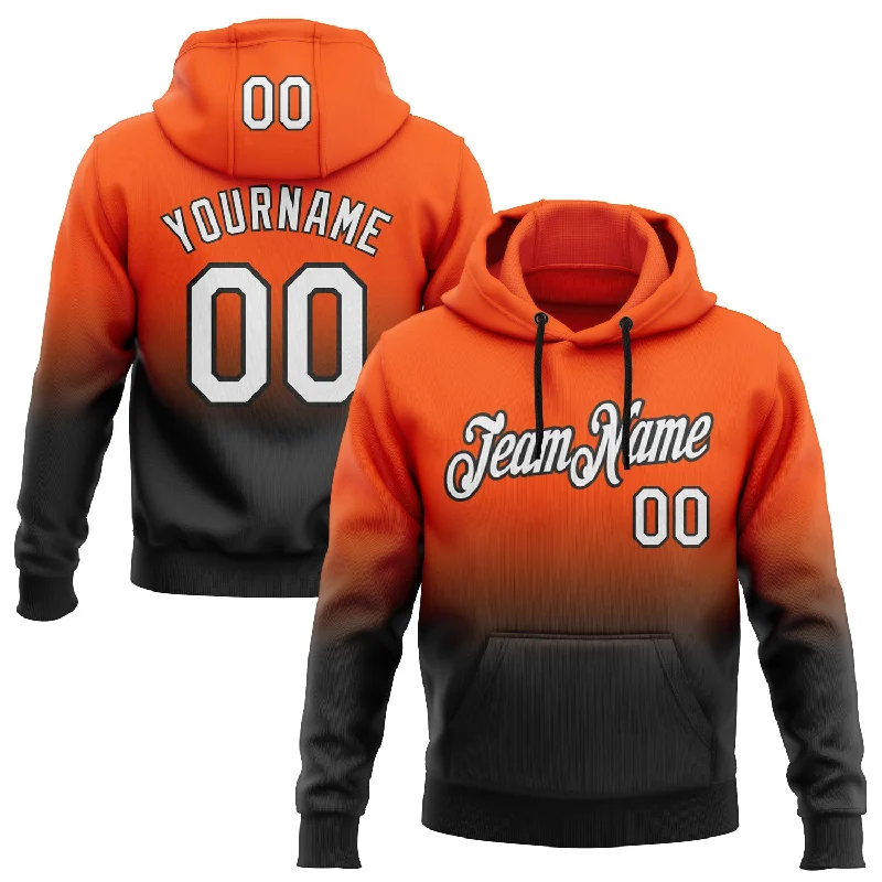 Hoodie with custom logo designCustom Stitched Orange White-Black Fade Fashion Sports Pullover Sweatshirt Hoodie