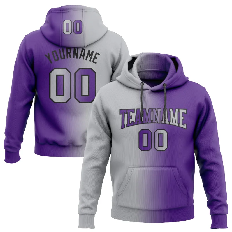 Hoodie with velvet soft fabricCustom Stitched Purple Gray-Black Gradient Fashion Sports Pullover Sweatshirt Hoodie