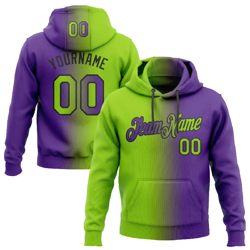 Hoodie for travel lightweightCustom Stitched Purple Neon Green-Black Gradient Fashion Sports Pullover Sweatshirt Hoodie