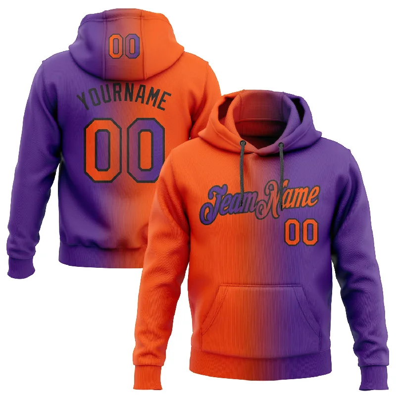 Hoodie with bold chevron stripesCustom Stitched Purple Orange-Black Gradient Fashion Sports Pullover Sweatshirt Hoodie