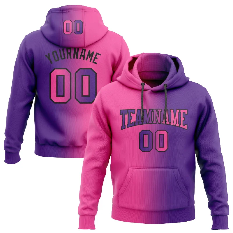 Hoodie for yoga retreat wearCustom Stitched Purple Pink-Black Gradient Fashion Sports Pullover Sweatshirt Hoodie