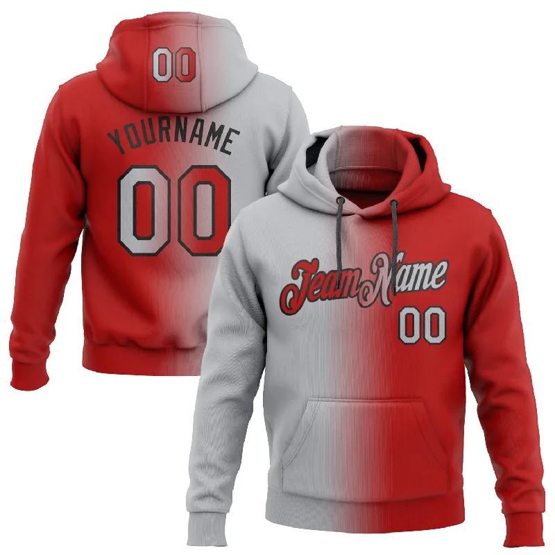 Hoodie with oversized cozy fitCustom Stitched Red Gray-Black Gradient Fashion Sports Pullover Sweatshirt Hoodie