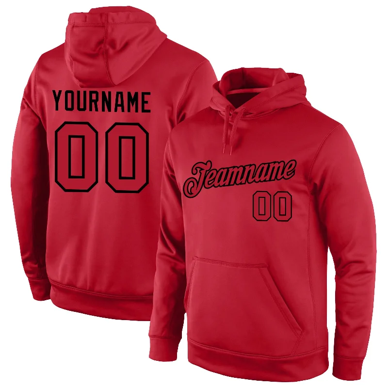 Hoodie with soft fleece liningCustom Stitched Red Red-Black Sports Pullover Sweatshirt Hoodie