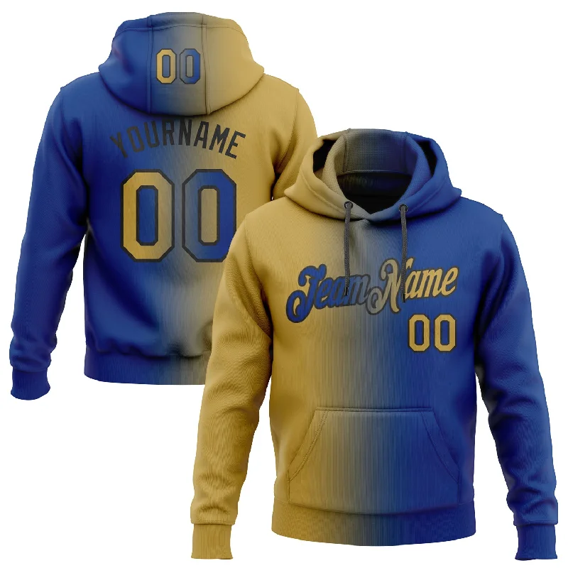 Hoodie for teachers fun slogansCustom Stitched Royal Old Gold-Black Gradient Fashion Sports Pullover Sweatshirt Hoodie