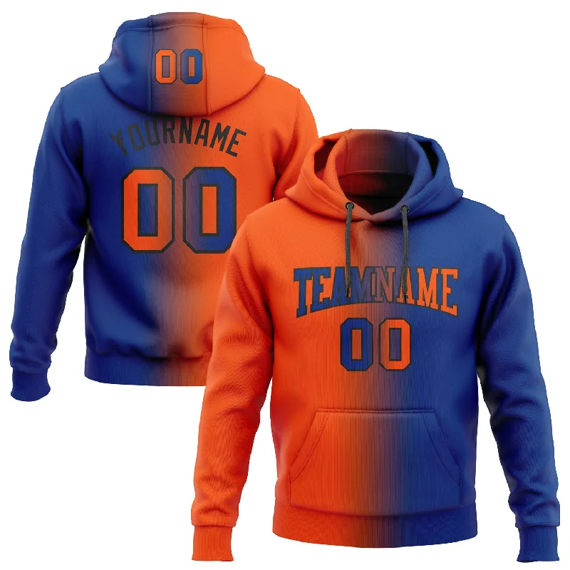 Hoodie with glow-in-the-dark printCustom Stitched Royal Orange-Black Gradient Fashion Sports Pullover Sweatshirt Hoodie