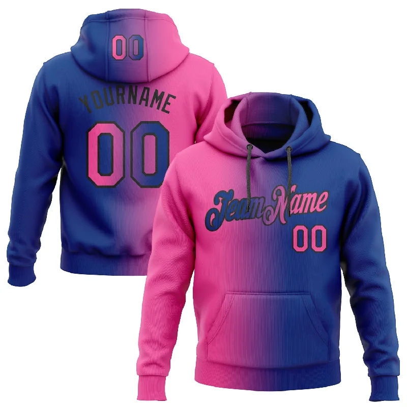 Hoodie with military camo vibesCustom Stitched Royal Pink-Black Gradient Fashion Sports Pullover Sweatshirt Hoodie