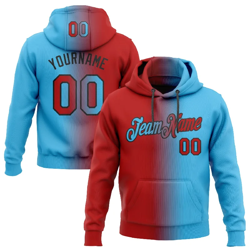 Hoodie with tribal wolf designCustom Stitched Sky Blue Red-Black Gradient Fashion Sports Pullover Sweatshirt Hoodie