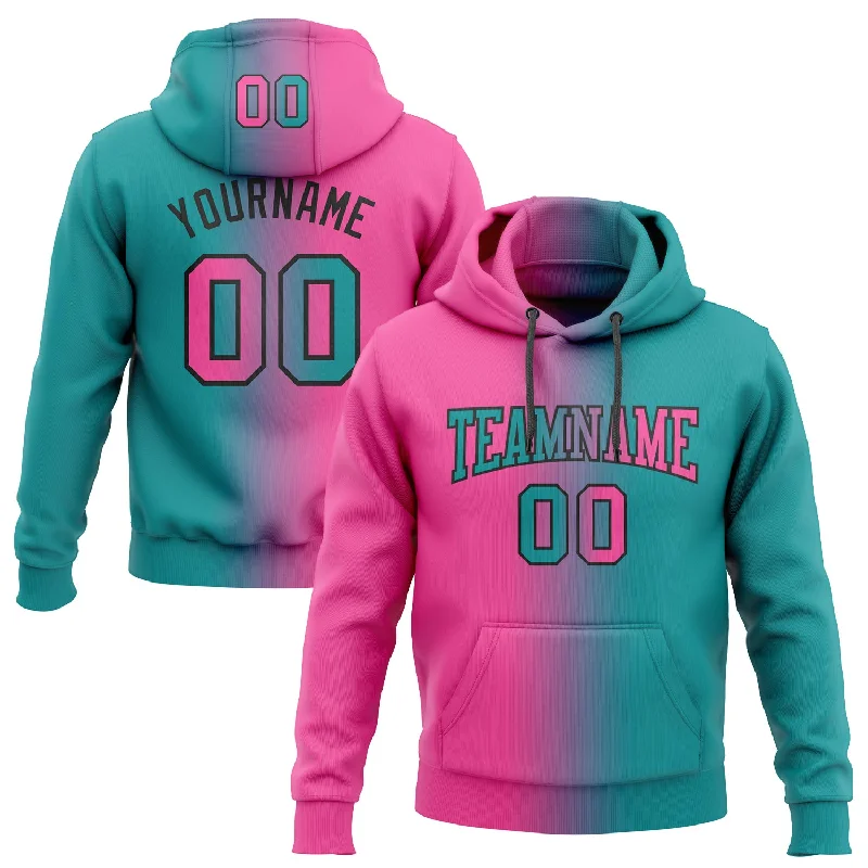 Hoodie with starry night printCustom Stitched Teal Pink-Black Gradient Fashion Sports Pullover Sweatshirt Hoodie