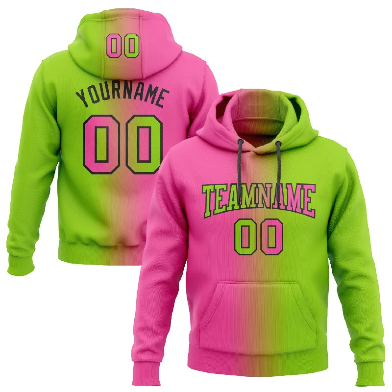 Hoodie with superhero logo printCustom Stitched Neon Green Pink-Black Gradient Fashion Sports Pullover Sweatshirt Hoodie