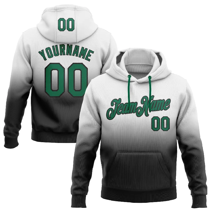 Hoodie for esports tournament fansCustom Stitched White Kelly Green-Black Fade Fashion Sports Pullover Sweatshirt Hoodie