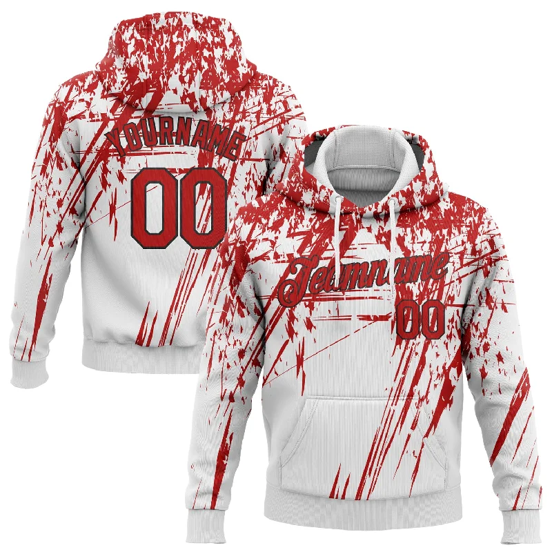 Hoodie for late-night studyCustom Stitched White Red-Black 3D Pattern Design Sports Pullover Sweatshirt Hoodie