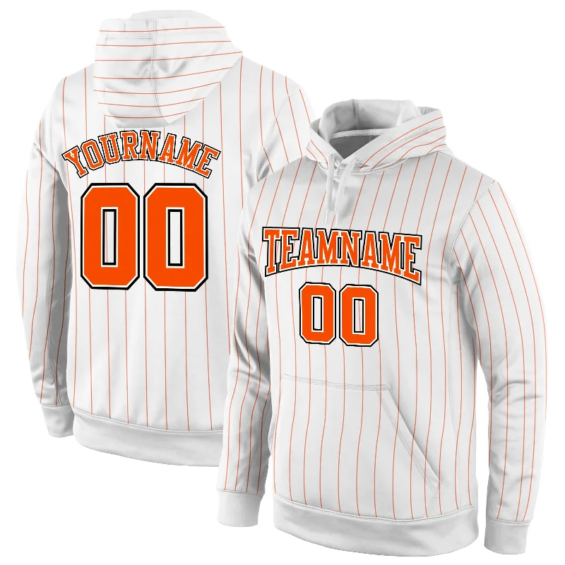 Hoodie for late-night studyCustom Stitched White Orange Pinstripe Orange-Black Sports Pullover Sweatshirt Hoodie