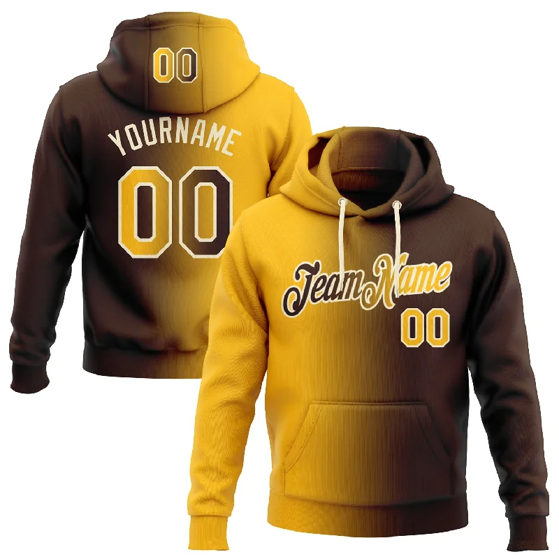 Hoodie with front zipper blackCustom Stitched Brown Gold-Cream Gradient Fashion Sports Pullover Sweatshirt Hoodie