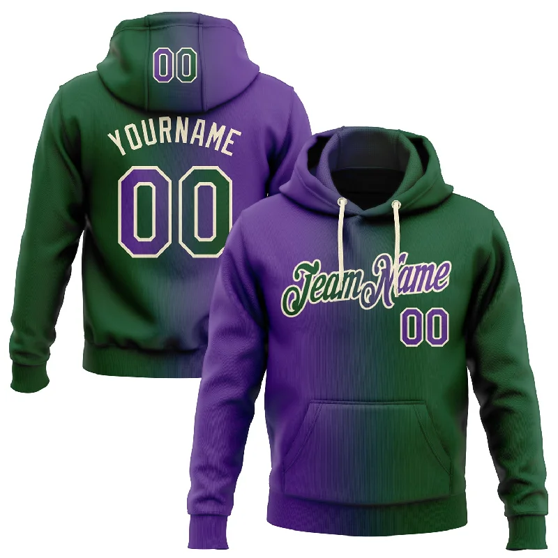 Hoodie with sarcastic funny textCustom Stitched Green Purple-Cream Gradient Fashion Sports Pullover Sweatshirt Hoodie