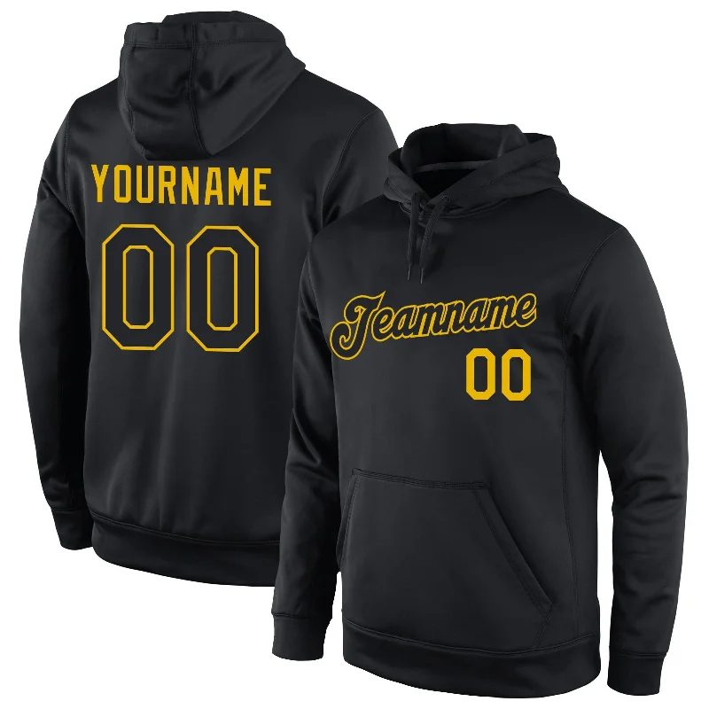 Hoodie for commuters warm fitCustom Stitched Black Black-Gold Sports Pullover Sweatshirt Hoodie