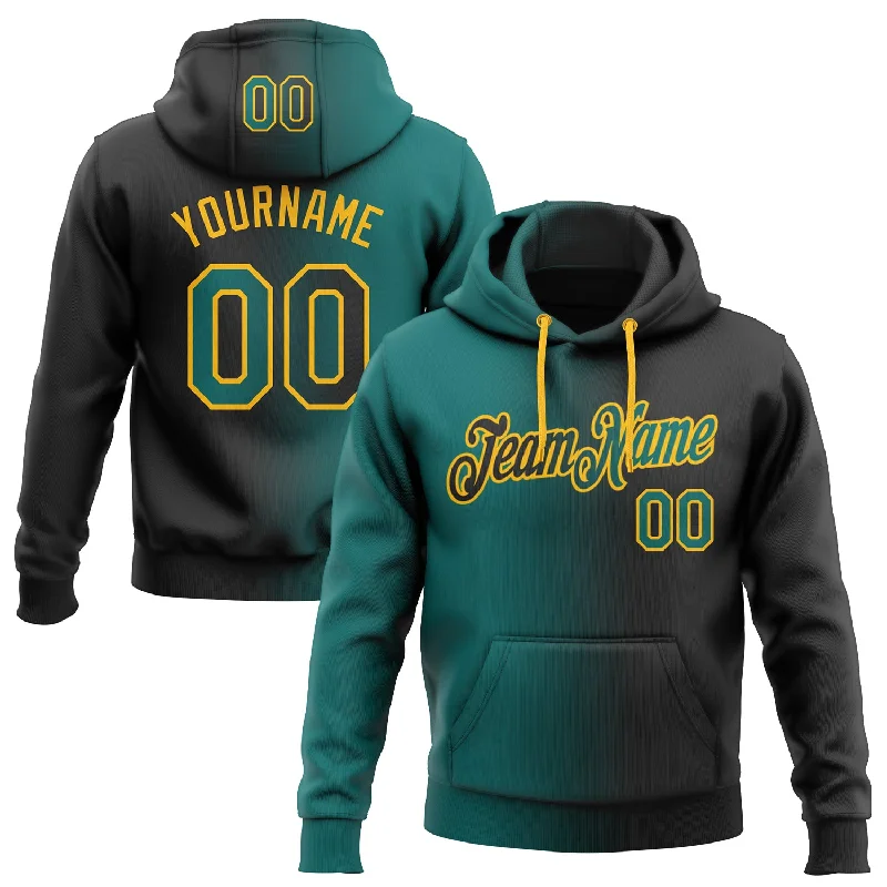 Hoodie with punk studded detailsCustom Stitched Black Teal-Gold Gradient Fashion Sports Pullover Sweatshirt Hoodie