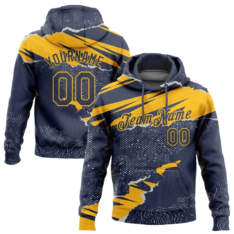 Hoodie with galaxy nebula printCustom Stitched Navy Gold 3D Pattern Design Torn Paper Style Sports Pullover Sweatshirt Hoodie