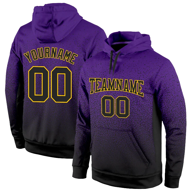 Hoodie for vintage bike loversCustom Stitched Purple Black-Gold Fade Fashion Sports Pullover Sweatshirt Hoodie