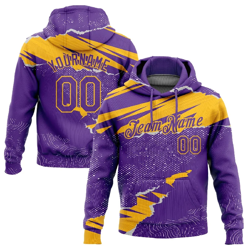 Hoodie with star constellation artCustom Stitched Purple Gold 3D Pattern Design Torn Paper Style Sports Pullover Sweatshirt Hoodie